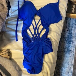 Kenneth Cole blue one piece swimsuit